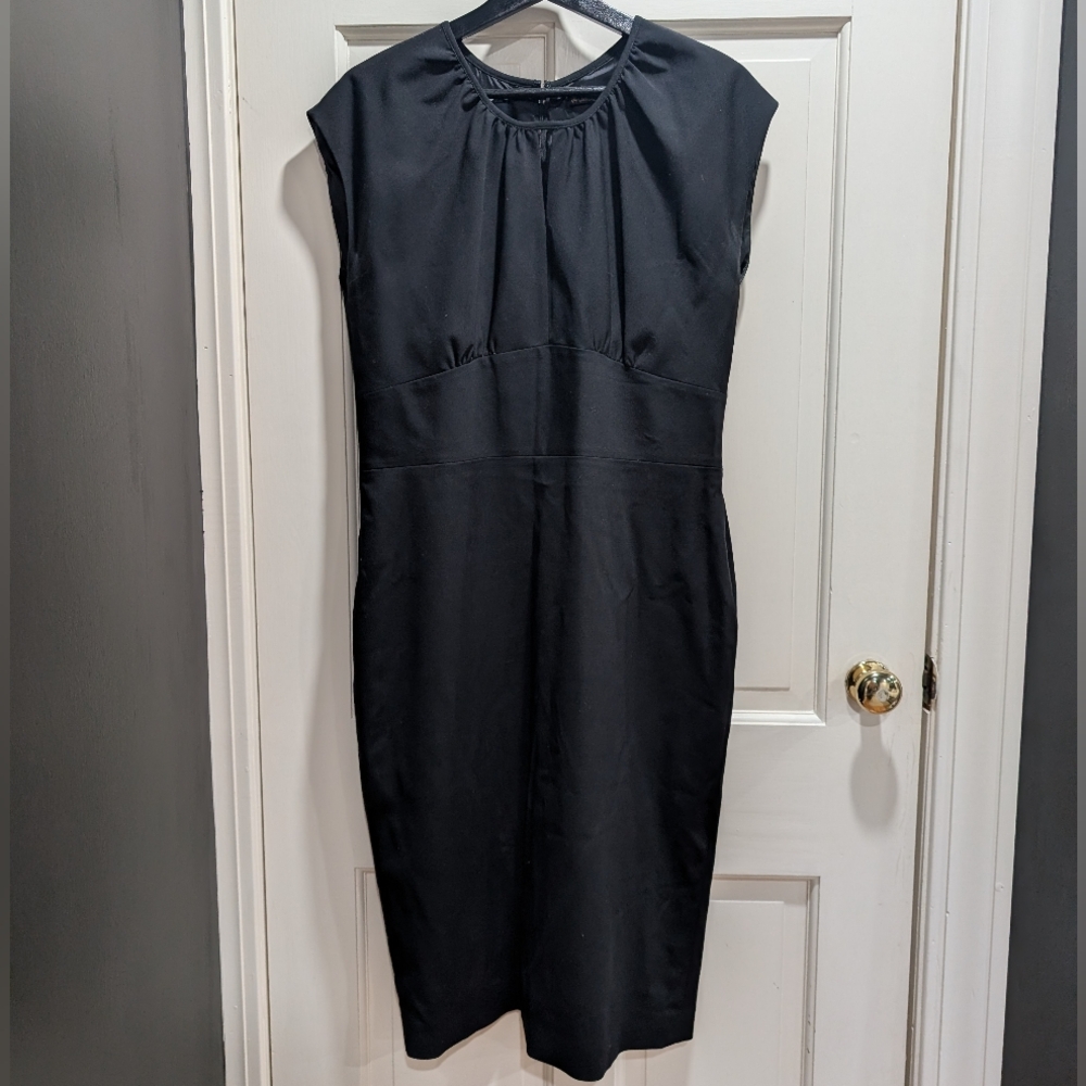 Brooks Brothers Wool Blend Black Midi Dress (Size 14)